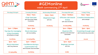 New week = New Skills: Our #GEMonline timetable for week commencing 27th April is now available!