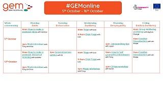 #GEMonline timetable for October