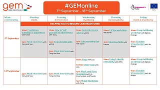 Our #GEMonline timetable for September has now been released!