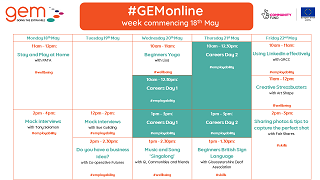 #GEMonline Timetable for week commencing 18th May - including our Careers Event